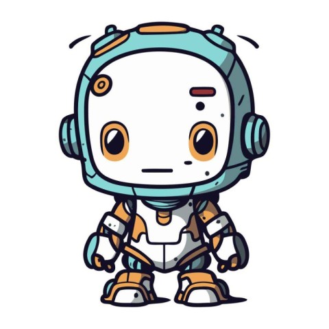 Cartoon robot character. Vector illustration of a cute little ro