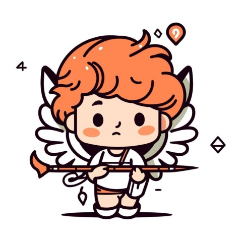 Cupid boy with bow and arrow. Vector illustration in cartoon sty