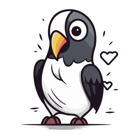 Cute penguin in love. Vector illustration. Cartoon style.