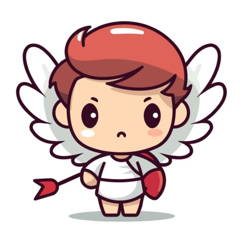 Cute Cupid Angel Cartoon Mascot Character Vector Illustration