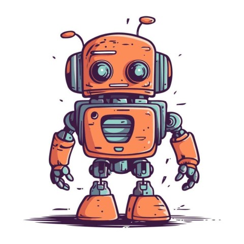 Funny cartoon robot. Vector illustration of a cute little robot.