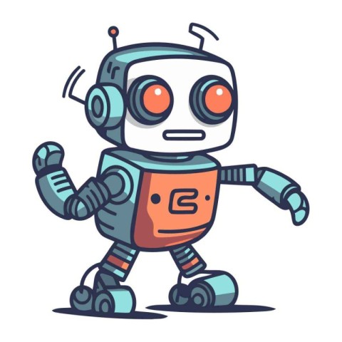 Cute robot. Vector illustration. Isolated on white background.