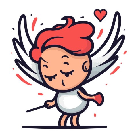 Cupid vector illustration. Cupid character in love with wings.