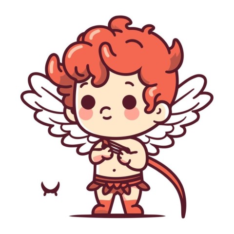 Cupid with wings. Cute cartoon character. Vector illustration.