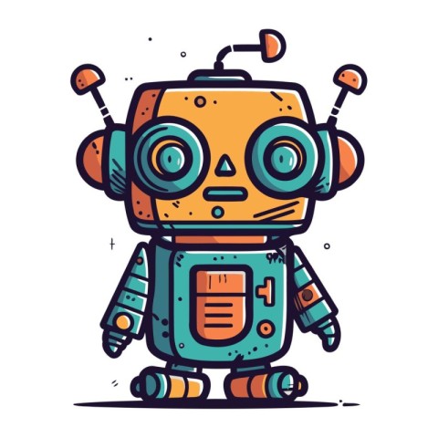 Cute robot. Vector illustration in cartoon style. Isolated on wh