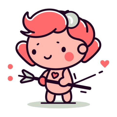 Cupid with bow and arrow. Vector illustration in cartoon style.