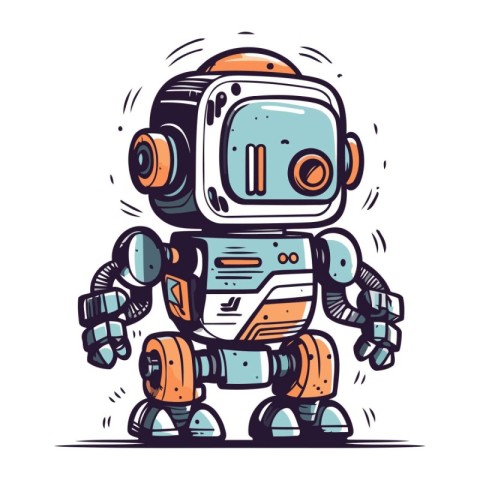 Cartoon robot. Vector illustration of a robot. Cute robot.