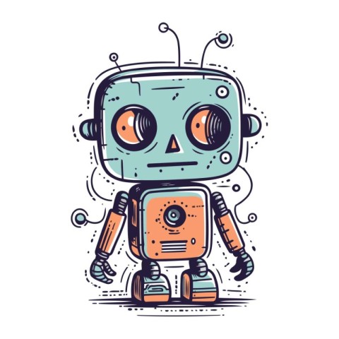 Vector illustration of cute robot. Isolated on a white backgroun