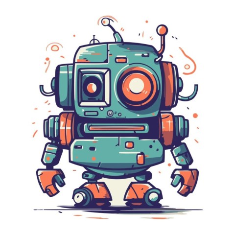 Cartoon robot. Vector illustration of a robot with a camera.