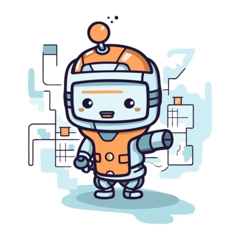 Cute robot vector illustration. Cute cartoon robot character. Ar