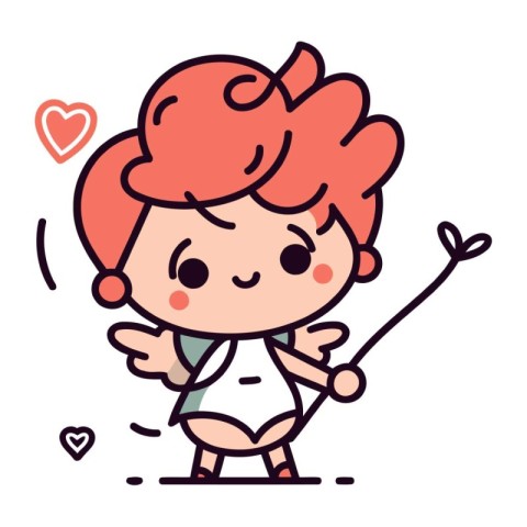 Cute Cartoon Cupid Vector Illustration. Happy Valentines Day