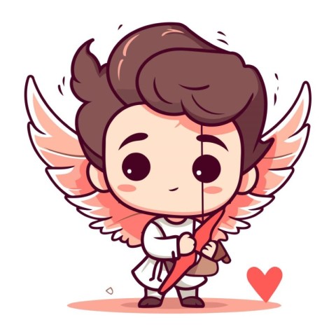 Cupid Boy   Cute Cartoon Vector Illustration