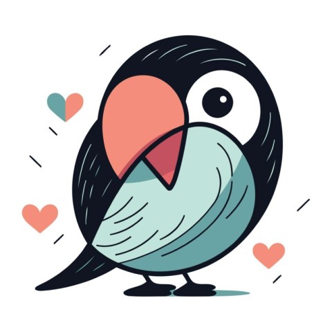 Cute cartoon vector illustration of a cute little bird in love.