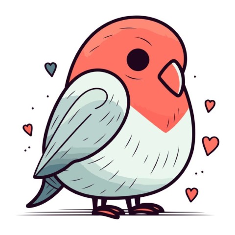 Vector illustration of cute cartoon parrot in love. Isolated on