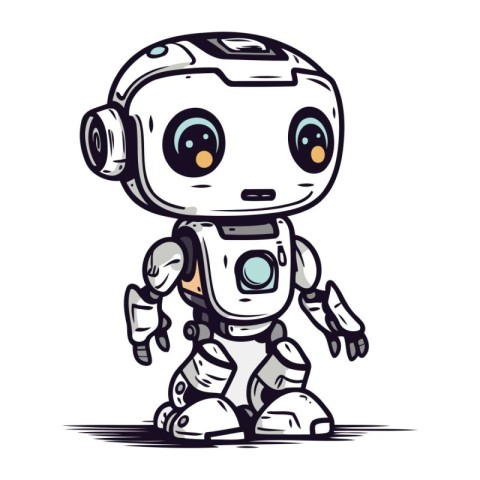 Cartoon robot. Vector illustration of a cute robot. Isolated on