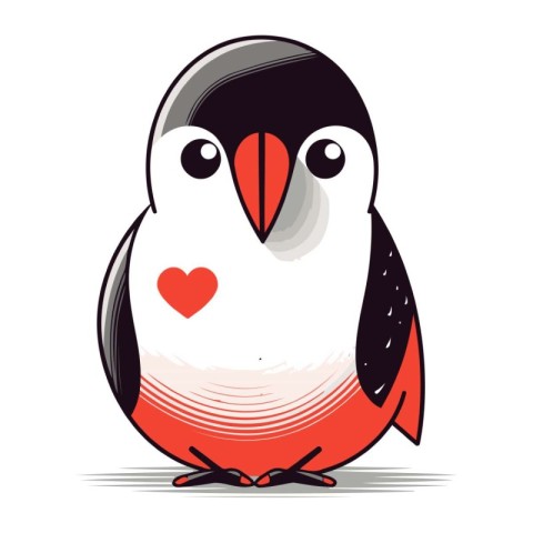 Cute penguin in love. Vector illustration isolated on white back