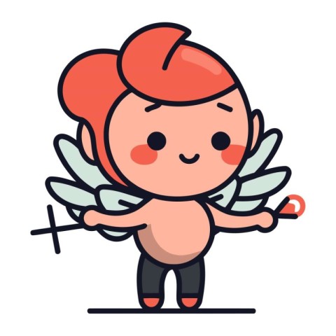 Cute cupid with wings. Vector illustration in cartoon style.