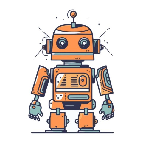 Cute robot. Vector illustration. Isolated on white background.