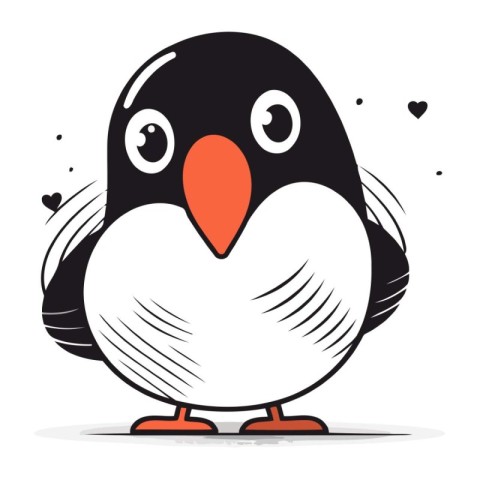 Penguin in love. Cute cartoon character. Vector illustration.