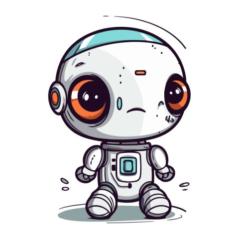 Cute cartoon robot. Vector illustration isolated on a white back