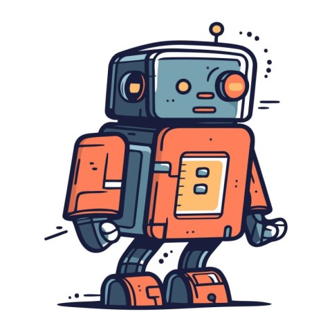 Cartoon robot. Vector illustration of a funny robot. Cute robot.