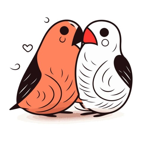 Illustration of a couple of birds in love. Vector illustration.