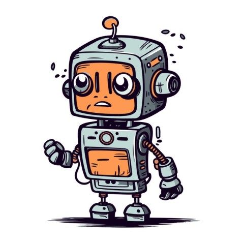 Cartoon robot. Vector illustration of a cartoon robot with emoti