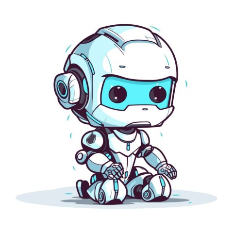 Cute robot. Vector illustration. Cartoon style. Isolated on whit