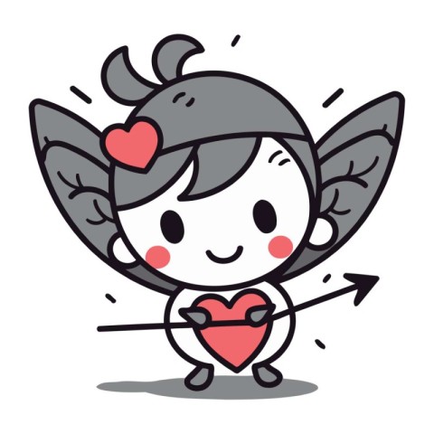 Cupid angel cartoon character vector illustration. Cupid angel w