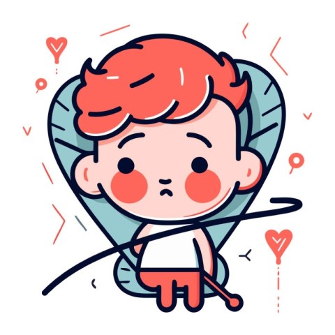 Cupid with bow and arrow. Vector illustration in flat style.