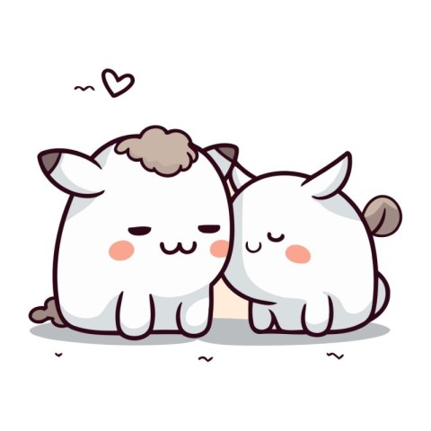 Cute sheep couple. Vector illustration. Cute cartoon character.