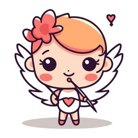 Cupid Angel   Cute Cartoon Valentines Day Vector Illustration