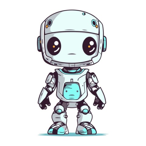 Cute cartoon robot. Isolated on white background. Vector illustr