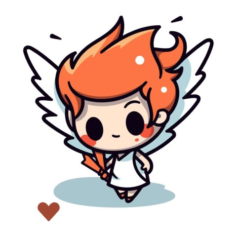 Cute angel girl cartoon. Vector illustration. Isolated on white