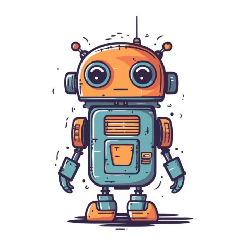 Cute little robot. Vector illustration in cartoon style. Isolate