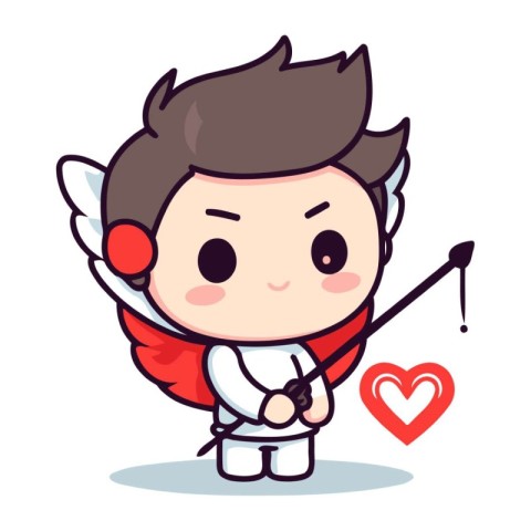 Cupid with bow and arrow   Cute cupid mascot vector design