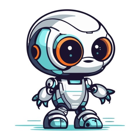 Cute little robot. Vector illustration. Isolated on white backgr