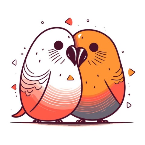 Cute couple of birds in love. Valentines day vector illustration