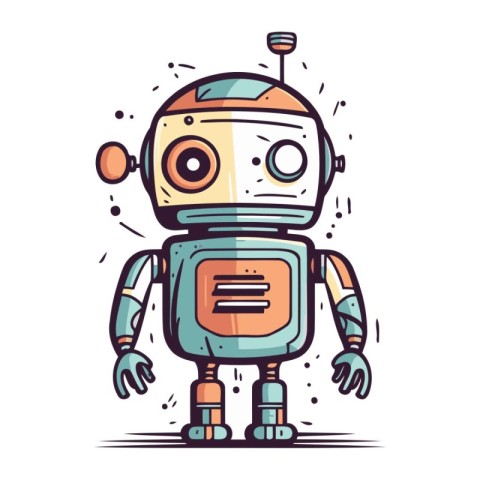 Cute robot cartoon vector illustration. Colorful vector robot il