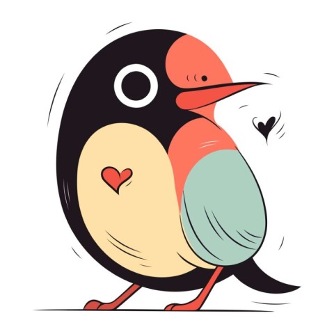 Cute cartoon penguin in love. Vector illustration isolated on wh