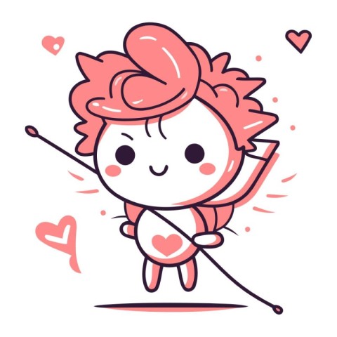 Cute girl playing golf. Vector illustration of a girl playing go