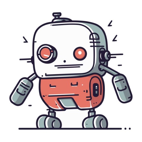 Vector illustration of cute robot character. Isolated on white b