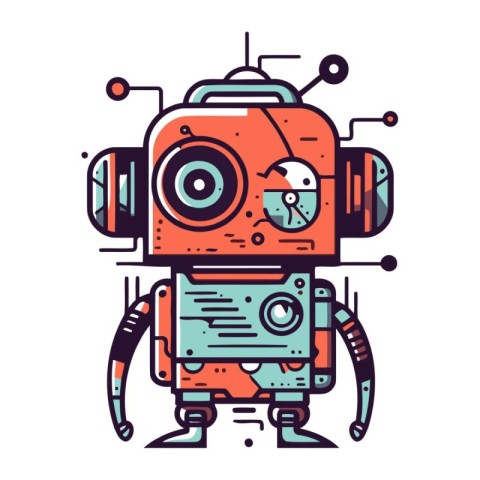 Vector illustration of robot. Cute cartoon robot in flat style.