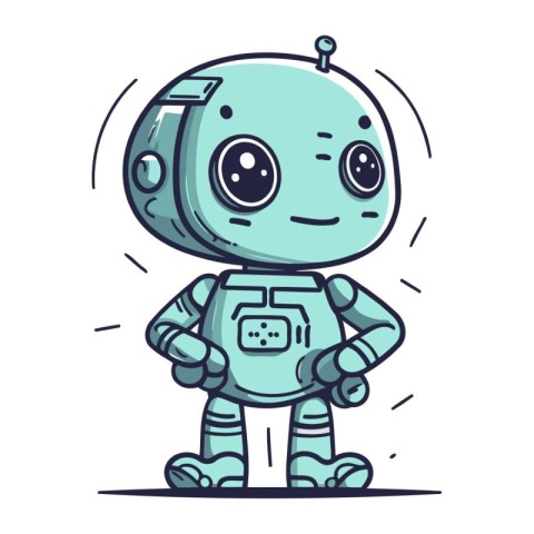 Cute cartoon robot. Vector illustration of a cute little robot.