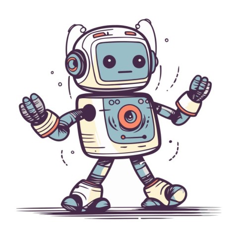 Vector illustration of cute robot. Isolated on a white backgroun