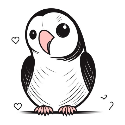 Penguin in love on a white background. Vector illustration.