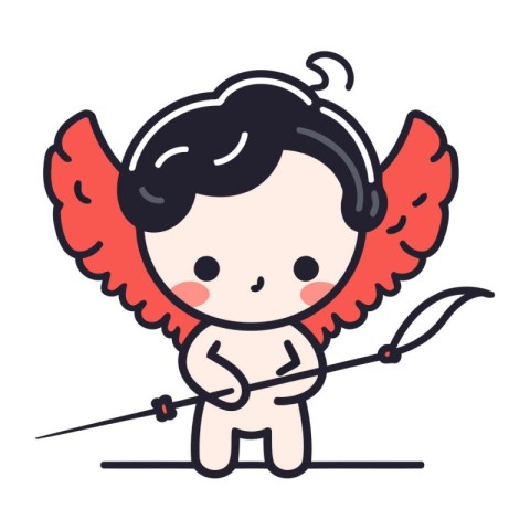 Cupid with bow and arrow. Vector illustration in cartoon style.