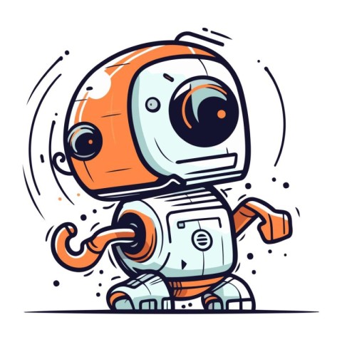 Cute cartoon robot. Vector illustration of a funny little robot.