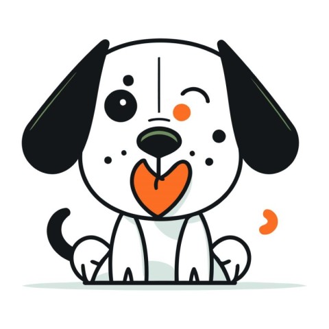 Cute cartoon dog with heart. Vector illustration in flat style.