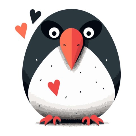 Cute penguin in love. Vector illustration on white background.